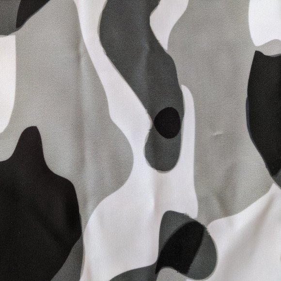 XS Cow Print Yoga Gym Workout Outfit Tank Top Biker Short Set Black Gray White - Picture 14 of 16